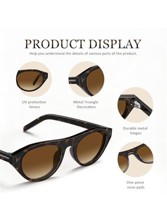Women\'s Retro Oval Sunglasses Small Narrow 90s Vintage Round Shades UV400 main image 3